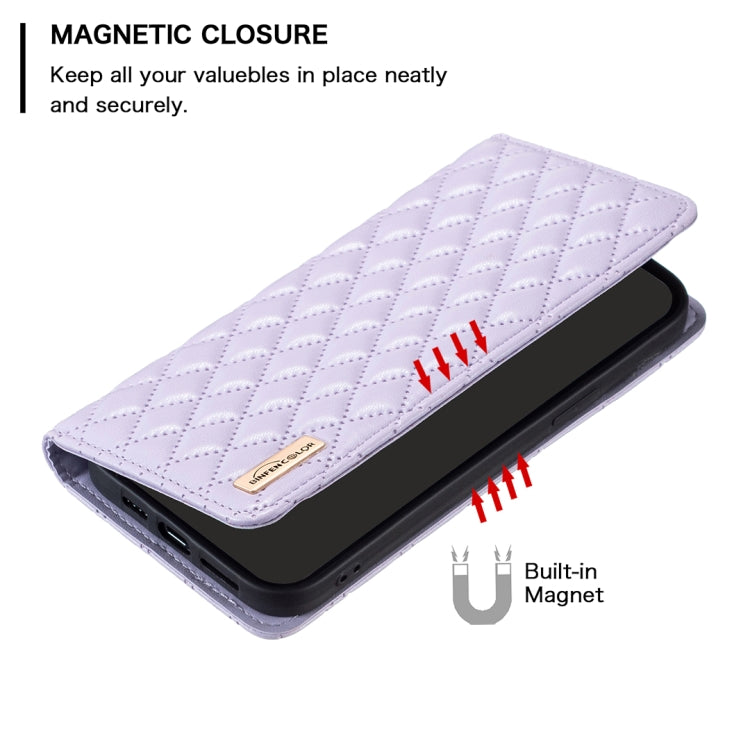 For iPhone 16 Plus Diamond Lattice Magnetic Leather Flip Phone Case(Purple) - iPhone 16 Plus Cases by PMC Jewellery | Online Shopping South Africa | PMC Jewellery | Buy Now Pay Later Mobicred