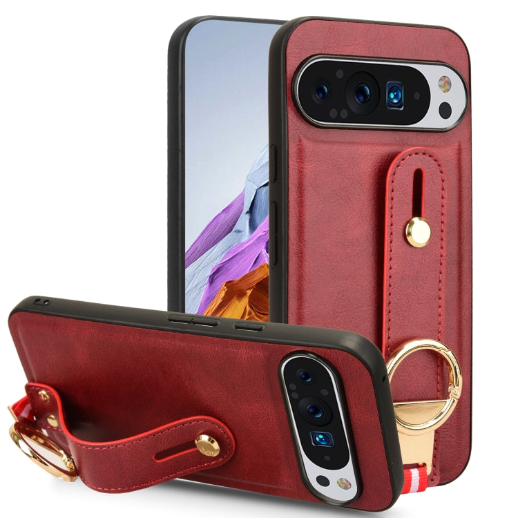 For Google Pixel 9 Pro Wristband Leather Back Phone Case(Red) - Google Cases by PMC Jewellery | Online Shopping South Africa | PMC Jewellery | Buy Now Pay Later Mobicred