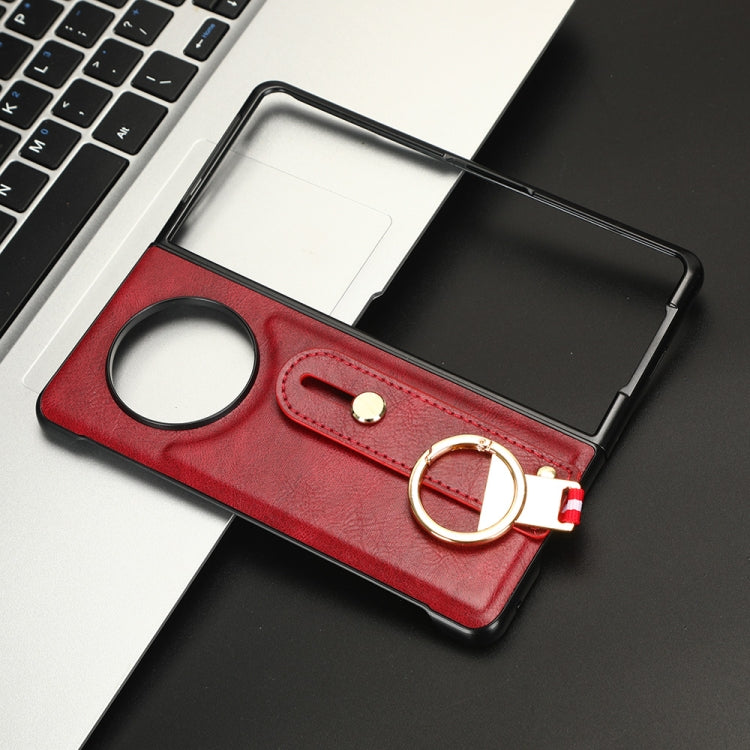 For Tecno Phantom V Fold Wristband Leather Back Phone Case(Red) - Tecno Cases by PMC TechLife | Online Shopping South Africa | PMC TechLife