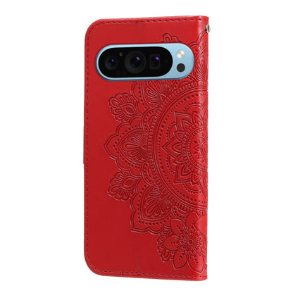 For Google Pixel 9 7-petal Flowers Embossing Leather Phone Case(Red) - Google Cases by PMC Jewellery | Online Shopping South Africa | PMC Jewellery | Buy Now Pay Later Mobicred