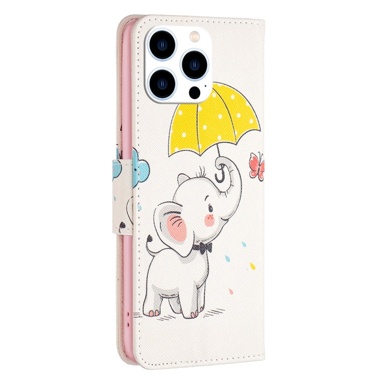 For iPhone 16 Pro Colored Drawing Pattern Flip Leather Phone Case(Umbrella Elephant) - iPhone 16 Pro Cases by PMC Jewellery | Online Shopping South Africa | PMC Jewellery | Buy Now Pay Later Mobicred