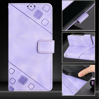 For iPhone SE 2024 Skin-feel Embossed Leather Phone Case(Light Purple) - More iPhone Cases by PMC Jewellery | Online Shopping South Africa | PMC Jewellery | Buy Now Pay Later Mobicred