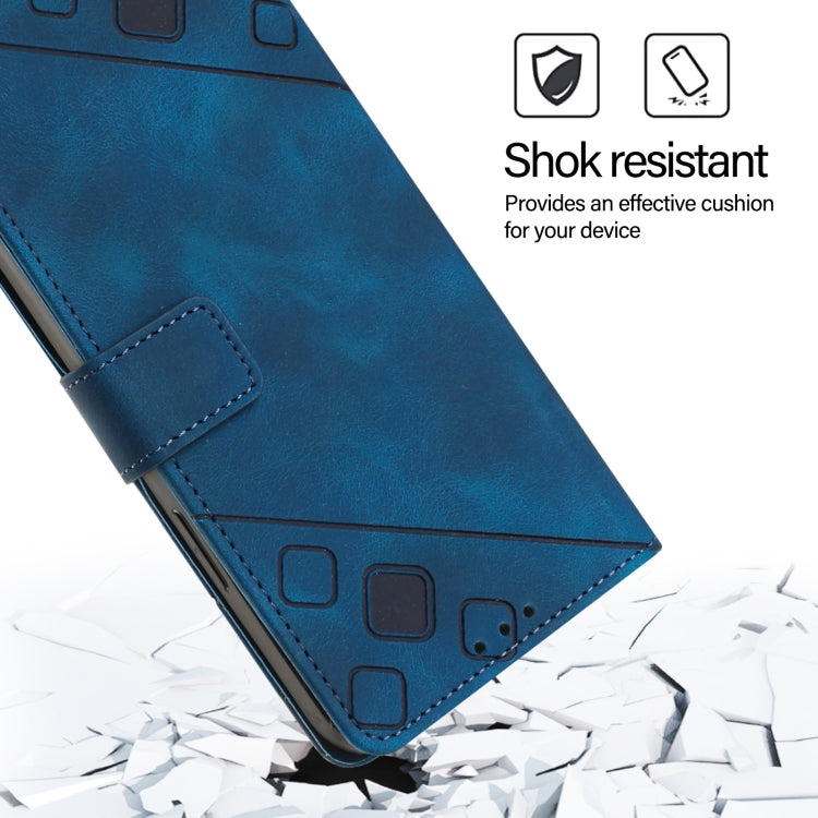 For iPhone SE 2024 Skin-feel Embossed Leather Phone Case(Blue) - More iPhone Cases by PMC Jewellery | Online Shopping South Africa | PMC Jewellery | Buy Now Pay Later Mobicred