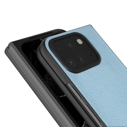 For Google Pixel 9 Pro Fold ABEEL Black Edge Genuine Leather Mino Phone Case(Blue) - Google Cases by PMC Jewellery | Online Shopping South Africa | PMC Jewellery | Buy Now Pay Later Mobicred