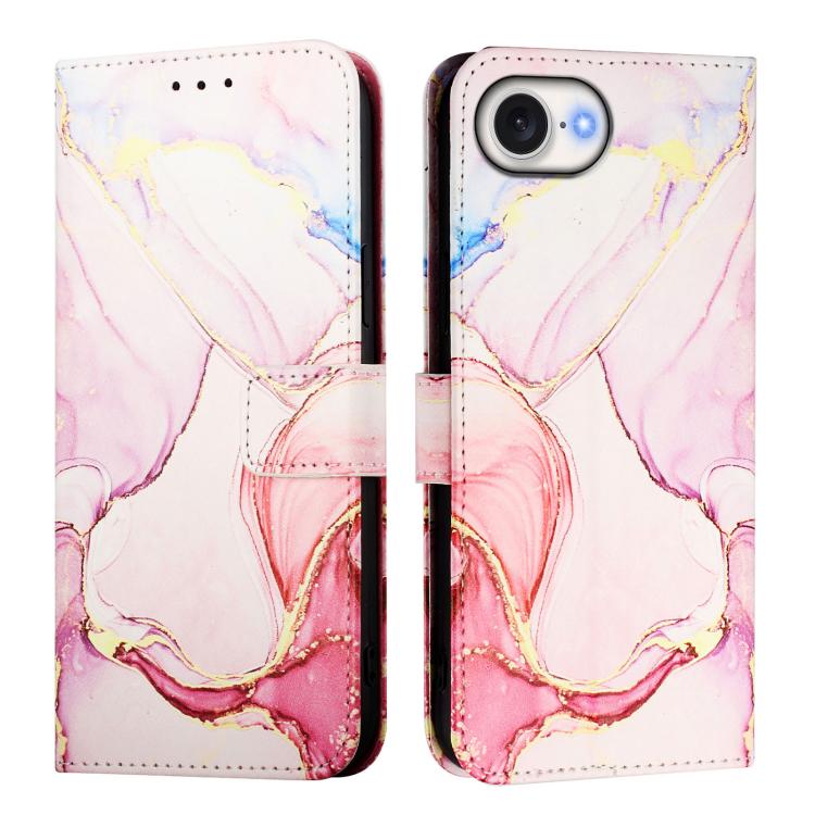 For iPhone 16e PT003 Marble Pattern Flip Leather Phone Case(Rose Gold) - iPhone 16e Cases by PMC TechLife | Online Shopping South Africa | PMC TechLife | Buy Now Pay Later Mobicred