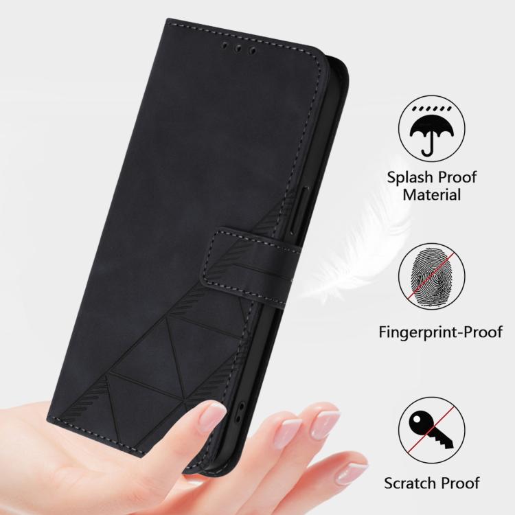 For iPhone 16e Crossbody 3D Embossed Flip Leather Phone Case(Black) - iPhone 16e Cases by PMC TechLife | Online Shopping South Africa | PMC TechLife | Buy Now Pay Later Mobicred