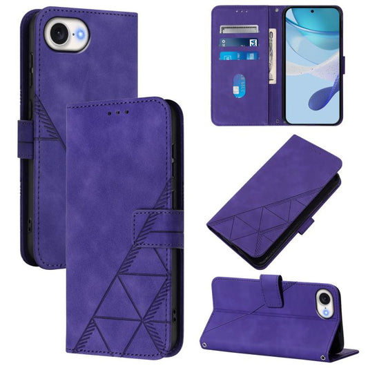 For iPhone 16e Crossbody 3D Embossed Flip Leather Phone Case(Purple) - iPhone 16e Cases by PMC Jewellery | Online Shopping South Africa | PMC Jewellery | Buy Now Pay Later Mobicred