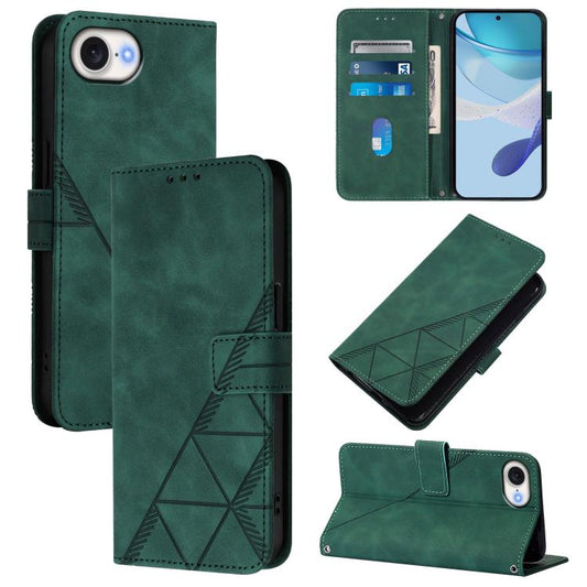 For iPhone 16e Crossbody 3D Embossed Flip Leather Phone Case(Dark Green) - iPhone 16e Cases by PMC Jewellery | Online Shopping South Africa | PMC Jewellery | Buy Now Pay Later Mobicred