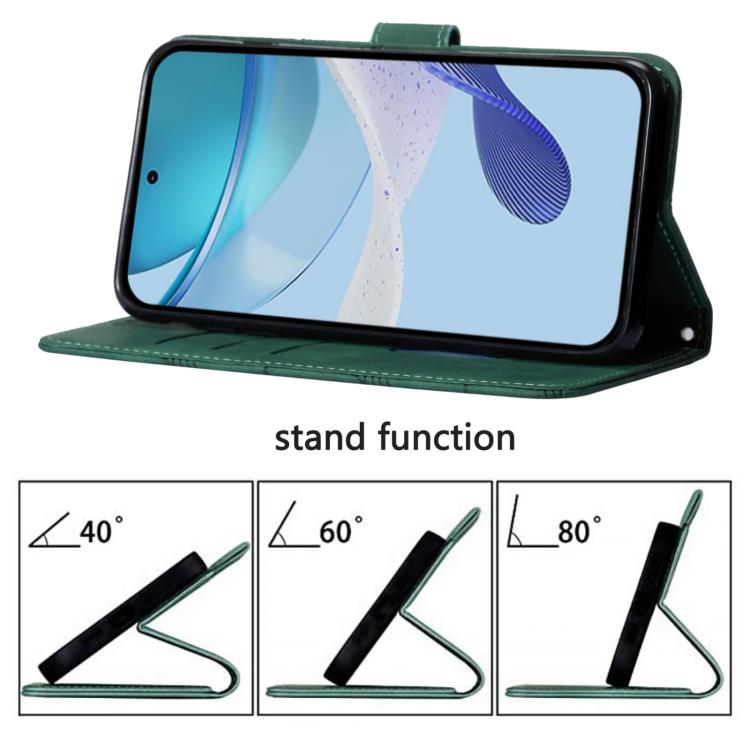 For iPhone 16e Crossbody 3D Embossed Flip Leather Phone Case(Dark Green) - iPhone 16e Cases by PMC TechLife | Online Shopping South Africa | PMC TechLife | Buy Now Pay Later Mobicred