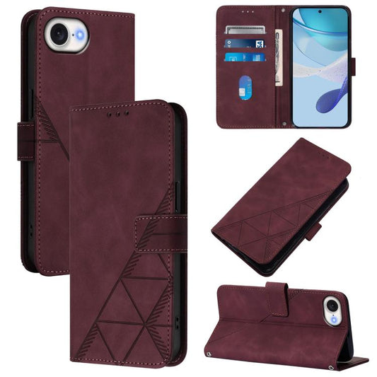 For iPhone 16e Crossbody 3D Embossed Flip Leather Phone Case(Wine Red) - iPhone 16e Cases by PMC Jewellery | Online Shopping South Africa | PMC Jewellery | Buy Now Pay Later Mobicred