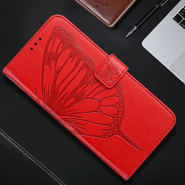 For iPhone 16 Pro Embossed Butterfly Leather Phone Case(Red) - iPhone 16 Pro Cases by PMC Jewellery | Online Shopping South Africa | PMC Jewellery | Buy Now Pay Later Mobicred