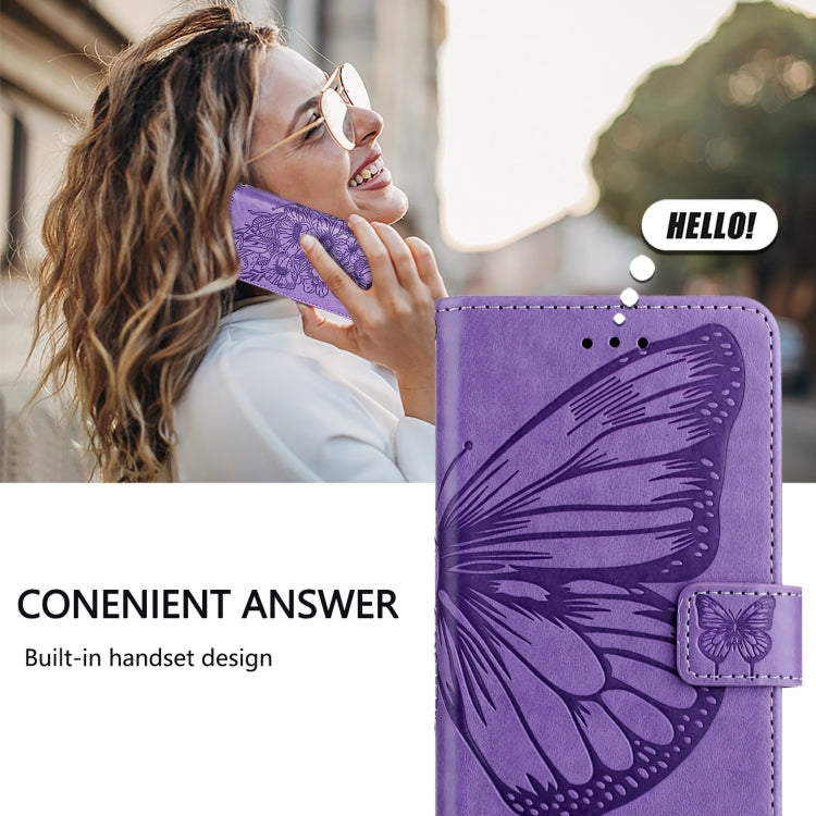 For iPhone 16 Pro Embossed Butterfly Leather Phone Case(Light Purple) - iPhone 16 Pro Cases by PMC TechLife | Online Shopping South Africa | PMC TechLife | Buy Now Pay Later Mobicred
