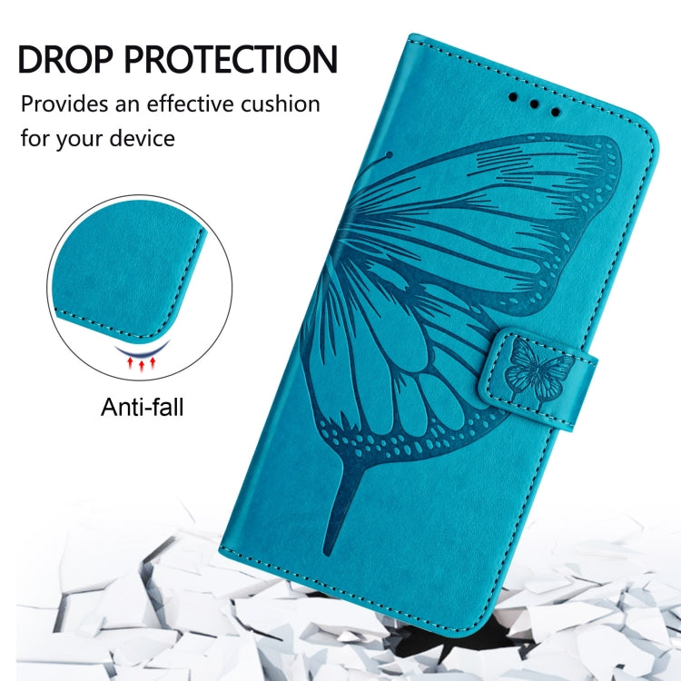 For iPhone 16 Plus Embossed Butterfly Leather Phone Case(Blue) - iPhone 16 Plus Cases by PMC Jewellery | Online Shopping South Africa | PMC Jewellery | Buy Now Pay Later Mobicred