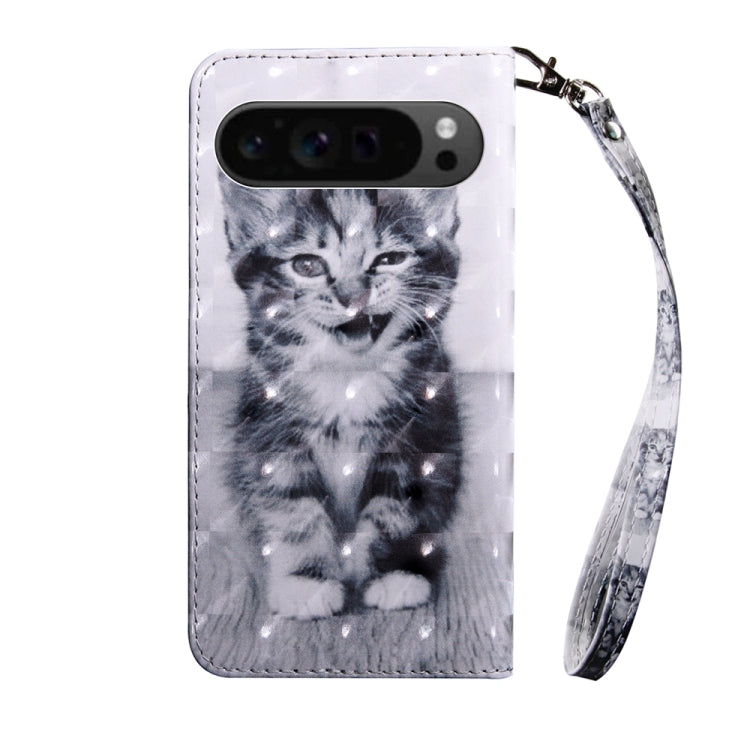 For Google Pixel 9 Pro 3D Painted Pattern Leather Phone Case(Smile Cat) - Google Cases by PMC Jewellery | Online Shopping South Africa | PMC Jewellery | Buy Now Pay Later Mobicred