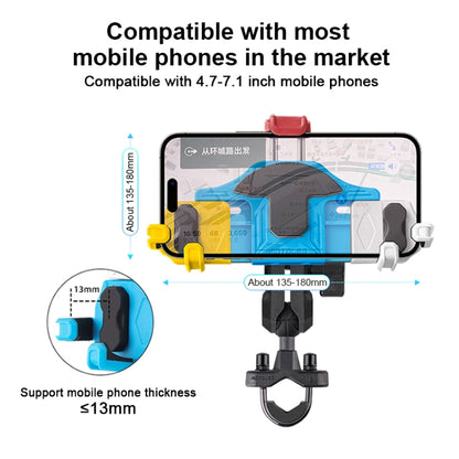 MOTOSLG Crab Motorcycle Phone Clamp Bracket U-Type Headbar Mount(Yellow Blue White) - Holder by MOTOLSG | Online Shopping South Africa | PMC Jewellery | Buy Now Pay Later Mobicred