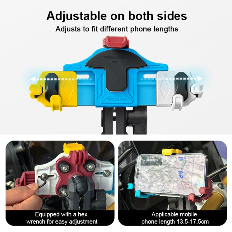 MOTOSLG Crab Motorcycle Phone Clamp Bracket O-Type Rear Mirror Mount(Yellow Blue White) - Holder by MOTOLSG | Online Shopping South Africa | PMC Jewellery | Buy Now Pay Later Mobicred