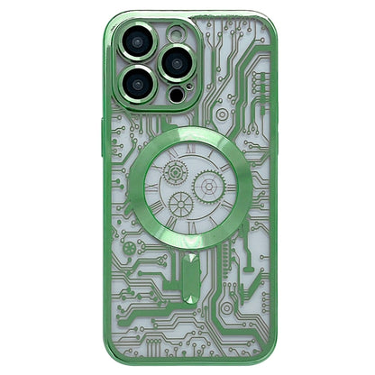 For iPhone 13 Pro Electroplated Circuit Board Pattern MagSafe Phone Case(Green) - iPhone 13 Pro Cases by PMC Jewellery | Online Shopping South Africa | PMC Jewellery