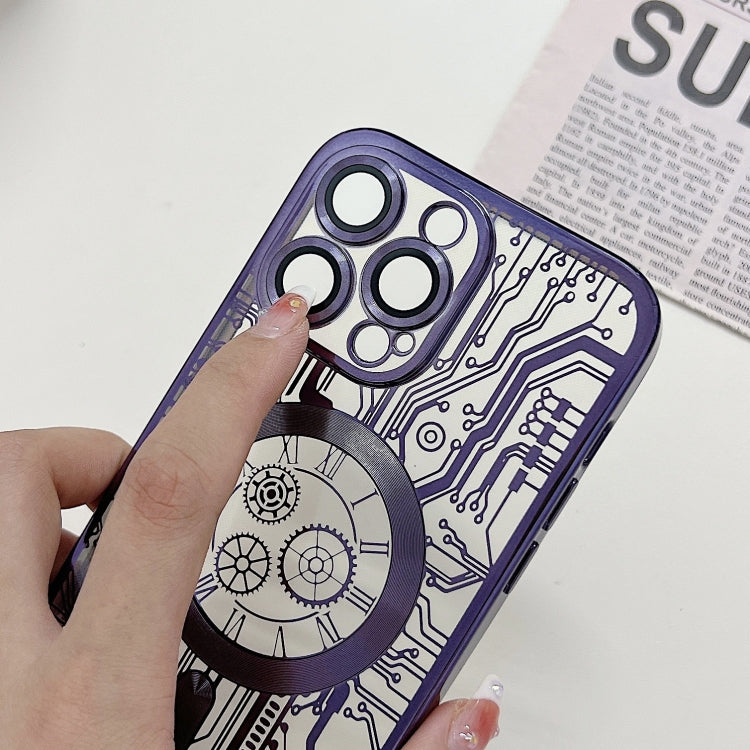 For iPhone 11 Pro Electroplated Circuit Board Pattern MagSafe Phone Case(Purple) - iPhone 11 Pro Cases by PMC Jewellery | Online Shopping South Africa | PMC Jewellery