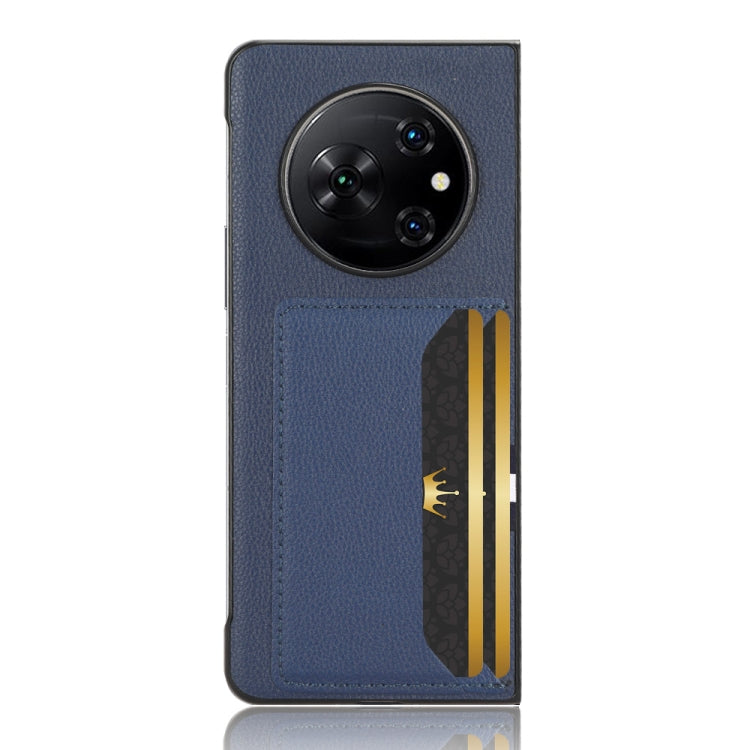 For Tecno Phantom V Fold Litchi Texture Card Slots Back Cover Phone Case(Blue) - Tecno Cases by PMC TechLife | Online Shopping South Africa | PMC TechLife | Buy Now Pay Later Mobicred