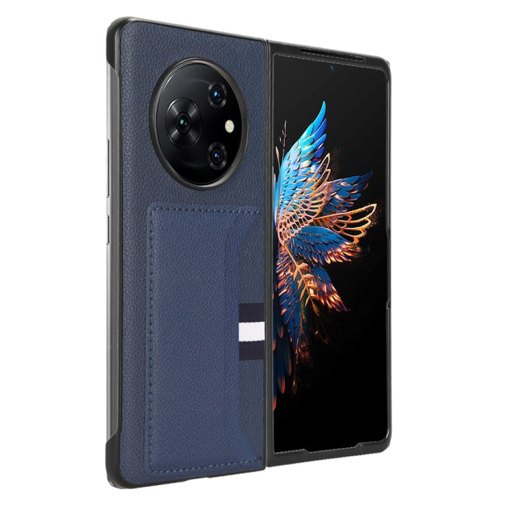 For Tecno Phantom V Fold Litchi Texture Card Slots Back Cover Phone Case(Blue) - Tecno Cases by PMC TechLife | Online Shopping South Africa | PMC TechLife | Buy Now Pay Later Mobicred