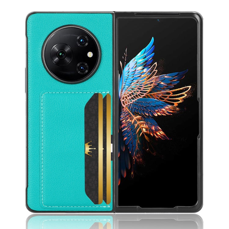 For Tecno Phantom V Fold Litchi Texture Card Slots Back Cover Phone Case(Green) - Tecno Cases by PMC TechLife | Online Shopping South Africa | PMC TechLife