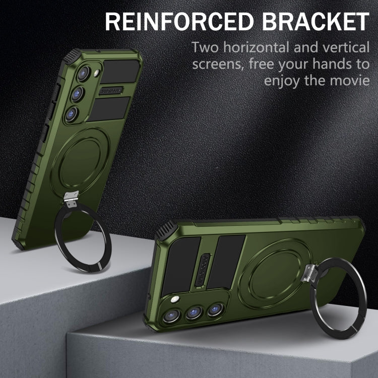 For Samsung Galaxy S23+ 5G MagSafe Magnetic Holder Phone Case(Green) - Galaxy S23+ 5G Cases by PMC TechLife | Online Shopping South Africa | PMC TechLife