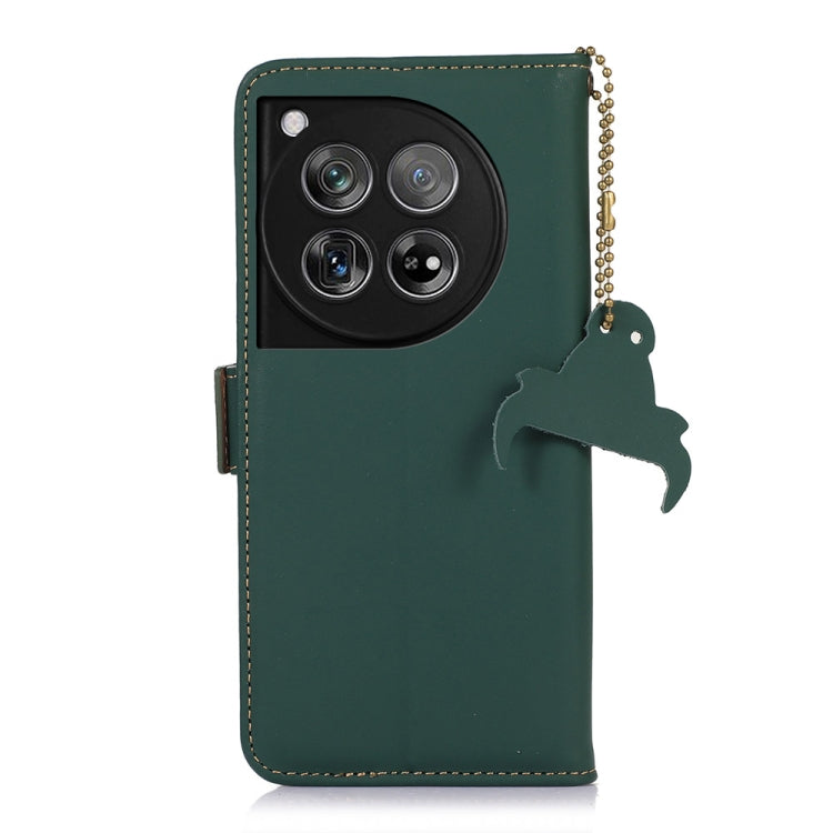 For OnePlus 12 Genuine Leather Magnetic RFID Leather Phone Case(Green) - OnePlus Cases by PMC TechLife | Online Shopping South Africa | PMC TechLife | Buy Now Pay Later Mobicred