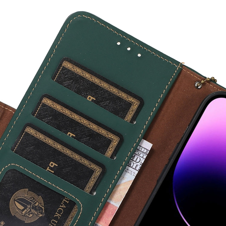 For OnePlus 12 Genuine Leather Magnetic RFID Leather Phone Case(Green) - OnePlus Cases by PMC TechLife | Online Shopping South Africa | PMC TechLife | Buy Now Pay Later Mobicred
