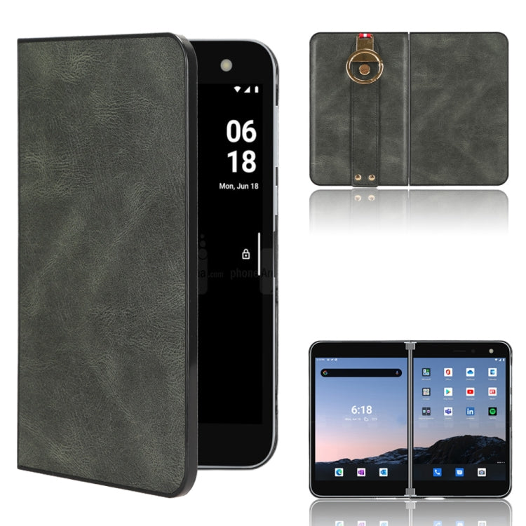 For Microsoft Surface Duo Wristband Leather Back Phone Case(Green) - Microsoft by PMC TechLife | Online Shopping South Africa | PMC TechLife | Buy Now Pay Later Mobicred