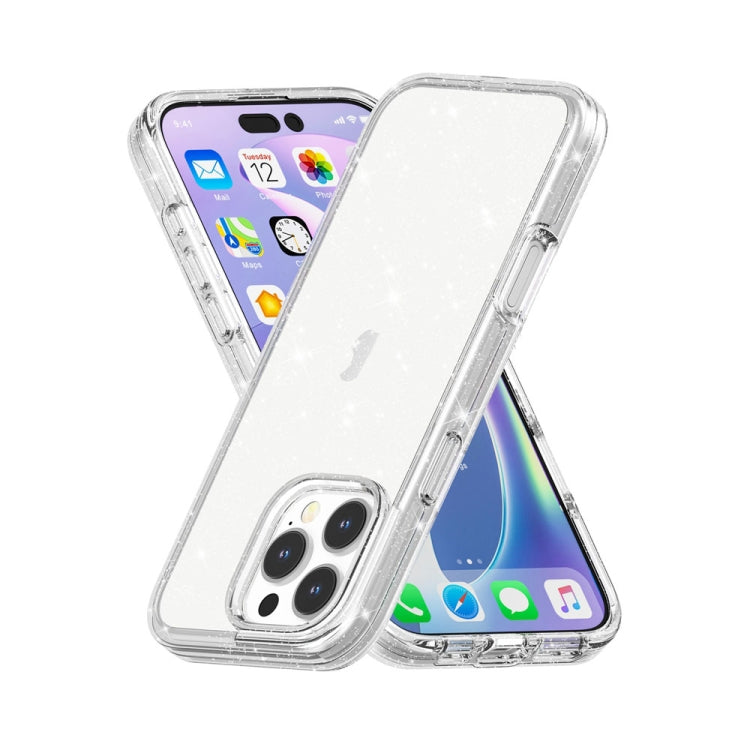 For iPhone 16 Pro Shockproof Terminator Glitter Powder Phone Case(White) - iPhone 16 Pro Cases by PMC TechLife | Online Shopping South Africa | PMC TechLife | Buy Now Pay Later Mobicred