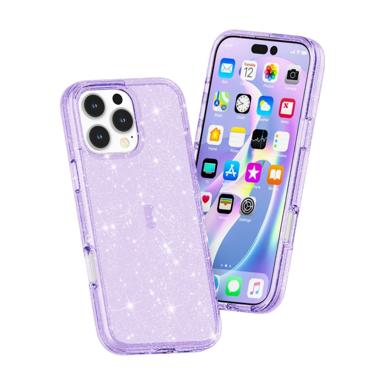 For iPhone 16 Pro Shockproof Terminator Glitter Powder Phone Case(Purple) - iPhone 16 Pro Cases by PMC TechLife | Online Shopping South Africa | PMC TechLife | Buy Now Pay Later Mobicred