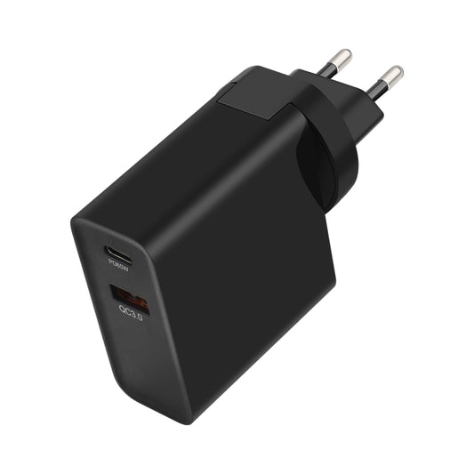 GVDA 65W USB+USB-C/Type-C Fast Charger, EU / US Plug(Black) - USB Charger by GVDA | Online Shopping South Africa | PMC Jewellery | Buy Now Pay Later Mobicred