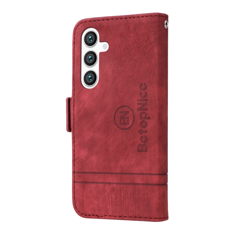 For Samsung Galaxy S24 BETOPNICE Dual-side Buckle Leather Phone Case(Red) - Galaxy Phone Cases by BETOPNICE | Online Shopping South Africa | PMC Jewellery | Buy Now Pay Later Mobicred