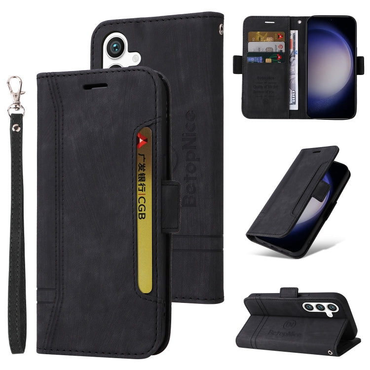 For Samsung Galaxy S24+ BETOPNICE Dual-side Buckle Leather Phone Case(Black) - Galaxy Phone Cases by BETOPNICE | Online Shopping South Africa | PMC Jewellery | Buy Now Pay Later Mobicred