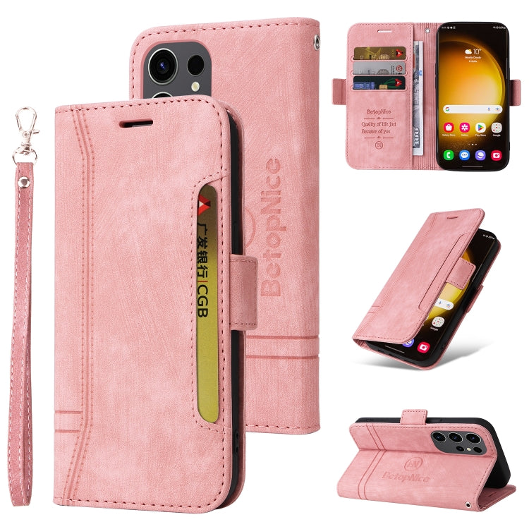 For Samsung Galaxy S24 Ultra BETOPNICE Dual-side Buckle Leather Phone Case(Pink) - Galaxy Phone Cases by BETOPNICE | Online Shopping South Africa | PMC Jewellery | Buy Now Pay Later Mobicred