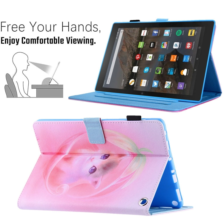For Amazon Fire Max 11 2023 Colored Drawing Leather Smart Tablet Case(Pink Cat) - Amazon by PMC TechLife | Online Shopping South Africa | PMC TechLife | Buy Now Pay Later Mobicred