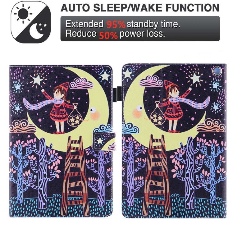 For Amazon Fire Max 11 2023 Colored Drawing Leather Smart Tablet Case(Catch Stars Girl) - Amazon by PMC TechLife | Online Shopping South Africa | PMC TechLife | Buy Now Pay Later Mobicred