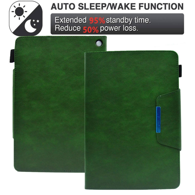For Amazon Fire Max 11 2023 Suede Cross Texture Magnetic Clasp Leather Tablet Case(Green) - Amazon by PMC TechLife | Online Shopping South Africa | PMC TechLife | Buy Now Pay Later Mobicred