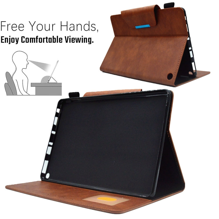 For Amazon Fire Max 11 2023 Suede Cross Texture Magnetic Clasp Leather Tablet Case(Brown) - Amazon by PMC TechLife | Online Shopping South Africa | PMC TechLife | Buy Now Pay Later Mobicred