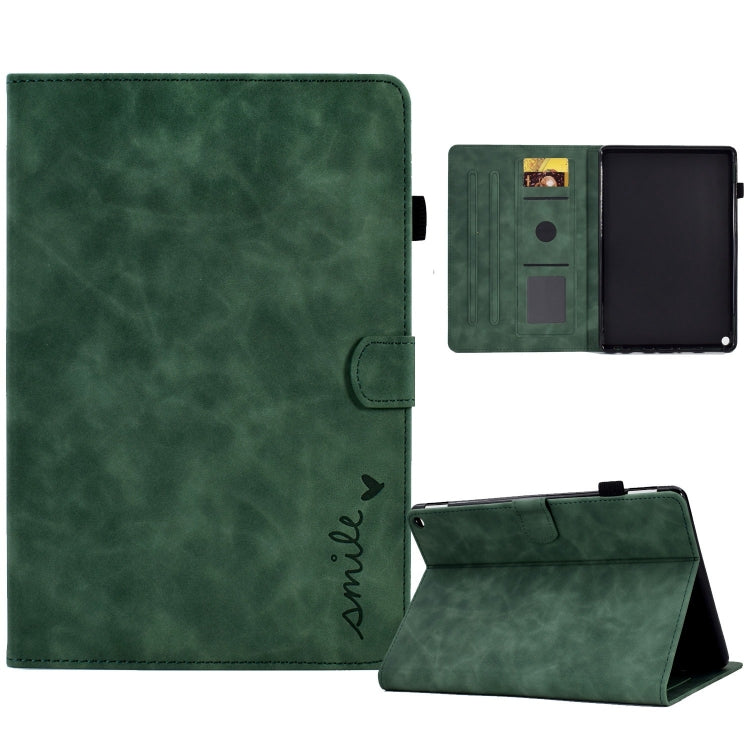 For Amazon Fire Max 11 2023 Embossed Smile Flip Smart Leather Tablet Case(Green) - Amazon by PMC TechLife | Online Shopping South Africa | PMC TechLife | Buy Now Pay Later Mobicred