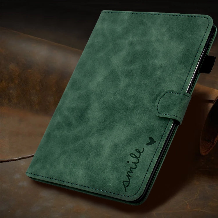 For Amazon Fire Max 11 2023 Embossed Smile Flip Smart Leather Tablet Case(Green) - Amazon by PMC TechLife | Online Shopping South Africa | PMC TechLife | Buy Now Pay Later Mobicred