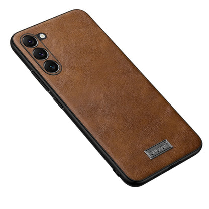 For Samsung Galaxy S24 5G SULADA Shockproof TPU Hybrid Handmade Leather Phone Case(Brown) - Galaxy S24 5G Cases by SULADA | Online Shopping South Africa | PMC Jewellery | Buy Now Pay Later Mobicred