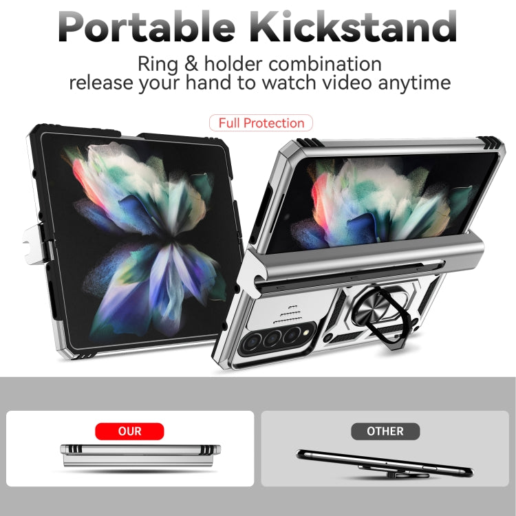 For Samsung Galaxy Z Fold4 Sliding Camshield Holder Phone Case(Silver) - Galaxy Z Fold4 5G Cases by PMC TechLife | Online Shopping South Africa | PMC TechLife