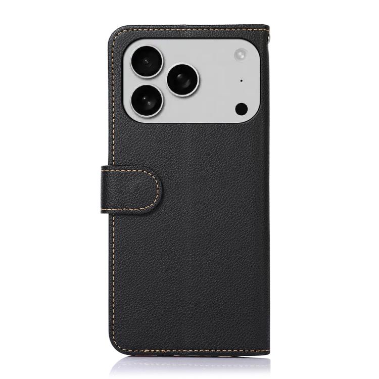 For iPhone 17 Pro Max KHAZNEH Litchi Texture Leather RFID Phone Case(Black) - free shipping - PMc TechLife - Order now!