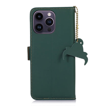 For iPhone 16 Pro Max Genuine Leather Magnetic RFID Leather Phone Case(Green) - iPhone 16 Pro Max Cases by PMC Jewellery | Online Shopping South Africa | PMC Jewellery | Buy Now Pay Later Mobicred