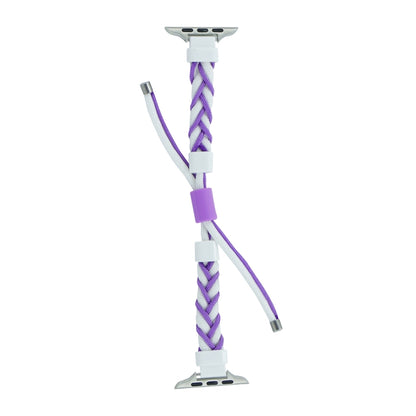 Silicone Bean Braided Cord Nylon Watch Band For Apple Watch Ultra 49mm(White Purple) - Watch Bands by PMC Jewellery | Online Shopping South Africa | PMC Jewellery | Buy Now Pay Later Mobicred