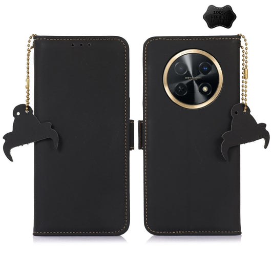 For Huawei Enjoy 60X / Nova Y91 4G Genuine Leather Magnetic RFID Leather Phone Case(Black) - Huawei Cases by PMC Jewellery | Online Shopping South Africa | PMC Jewellery | Buy Now Pay Later Mobicred