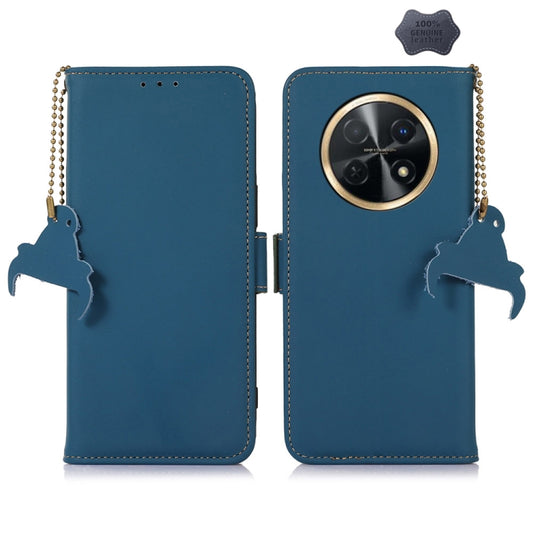 For Huawei Enjoy 60X / Nova Y91 4G Genuine Leather Magnetic RFID Leather Phone Case(Blue) - Huawei Cases by PMC Jewellery | Online Shopping South Africa | PMC Jewellery | Buy Now Pay Later Mobicred