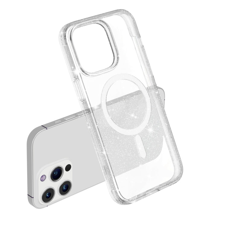For iPhone 15 Pro Max Terminator Style Glitter Powder MagSafe Magnetic Phone Case(White) - iPhone 15 Pro Max Cases by PMC TechLife | Online Shopping South Africa | PMC TechLife