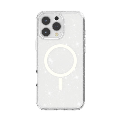 For iPhone 16 Pro Max Terminator Style Glitter Powder MagSafe Magnetic Phone Case(White) - iPhone 16 Pro Max Cases by PMC Jewellery | Online Shopping South Africa | PMC Jewellery | Buy Now Pay Later Mobicred